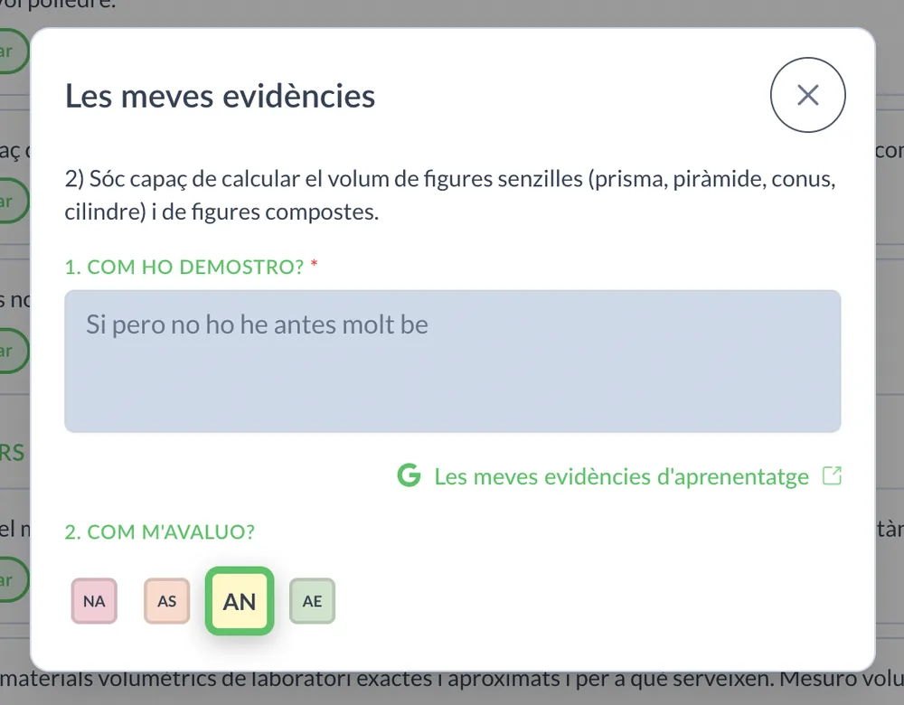 Autoevaluación de un indicador en ebalua